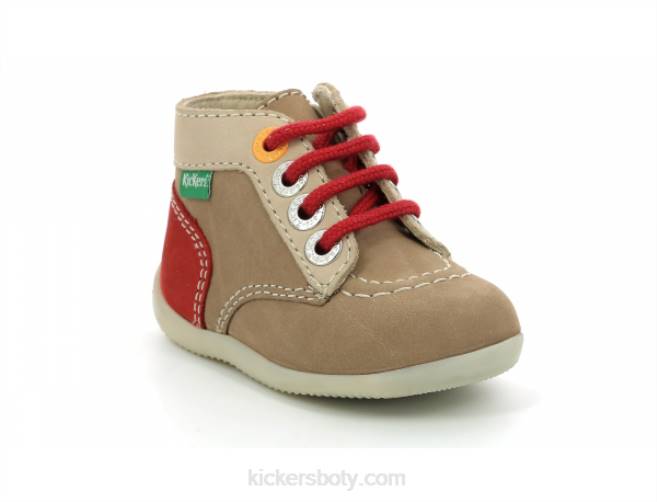 Kickers děti bonzip-2 béžově červená JP26769