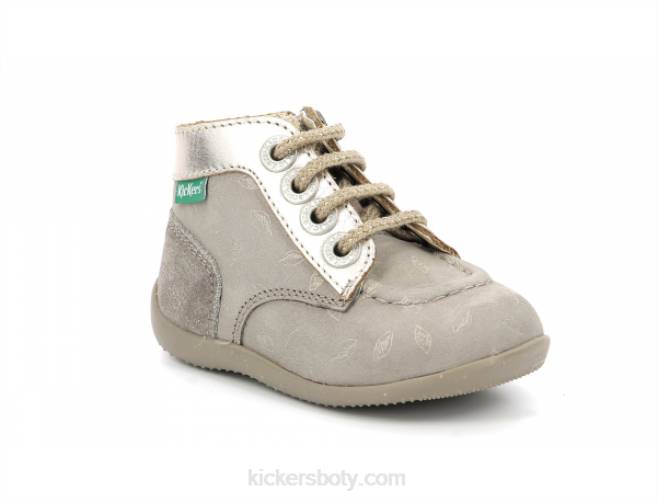 Kickers děti bonzip-2 taupe zlatý potisk JP26772