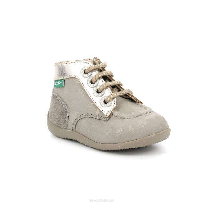 Kickers děti bonzip-2 taupe zlatý potisk JP26772