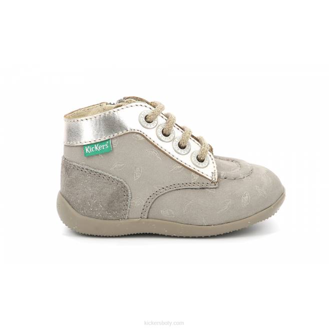 Kickers děti bonzip-2 taupe zlatý potisk JP26772