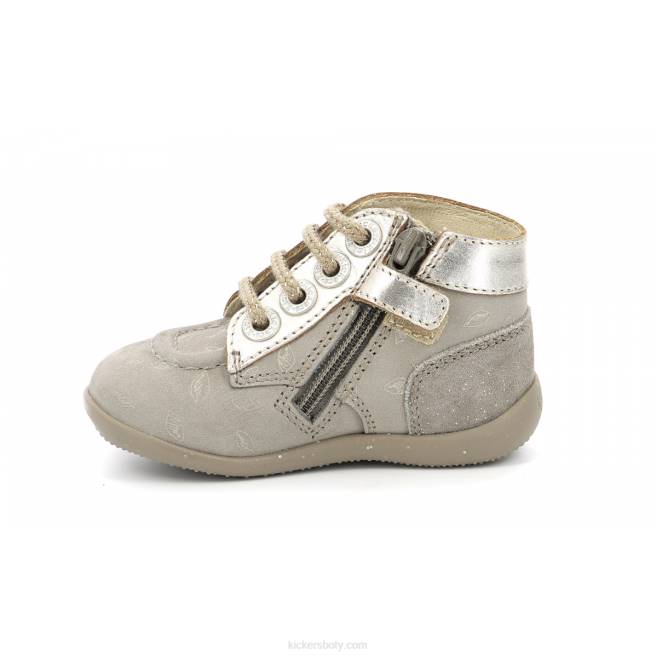 Kickers děti bonzip-2 taupe zlatý potisk JP26772