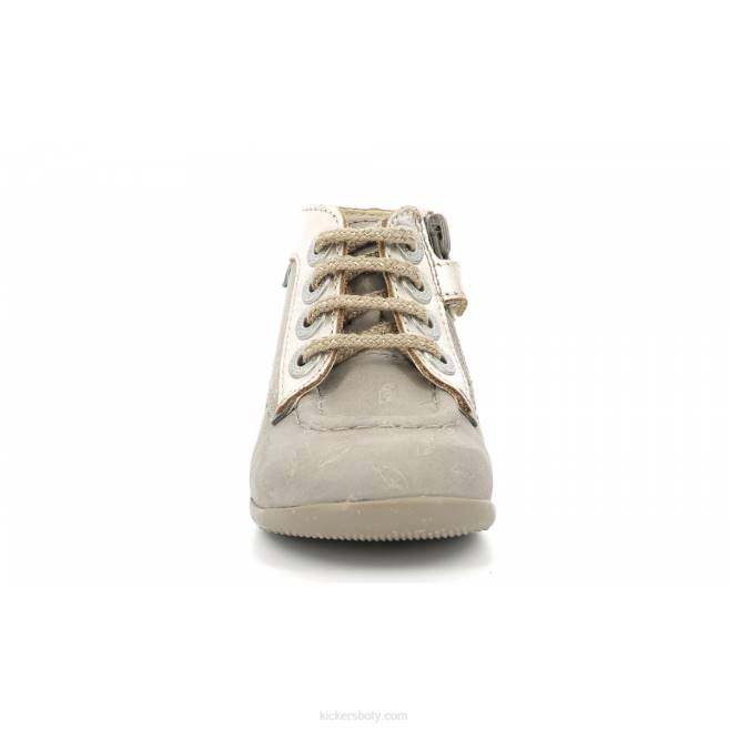 Kickers děti bonzip-2 taupe zlatý potisk JP26772