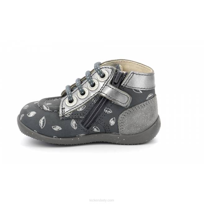 Kickers děti bonzip-2 tmavě šedý potisk JP26771