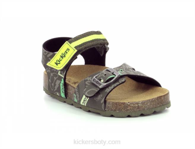 Kickers děti sostreet khaki žlutý tištěný JP26704