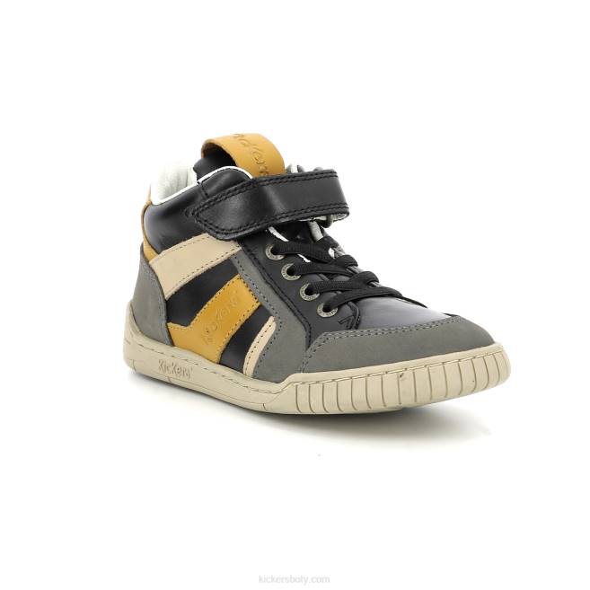 Kickers děti wincky cdt šedá černá žlutá JP26986